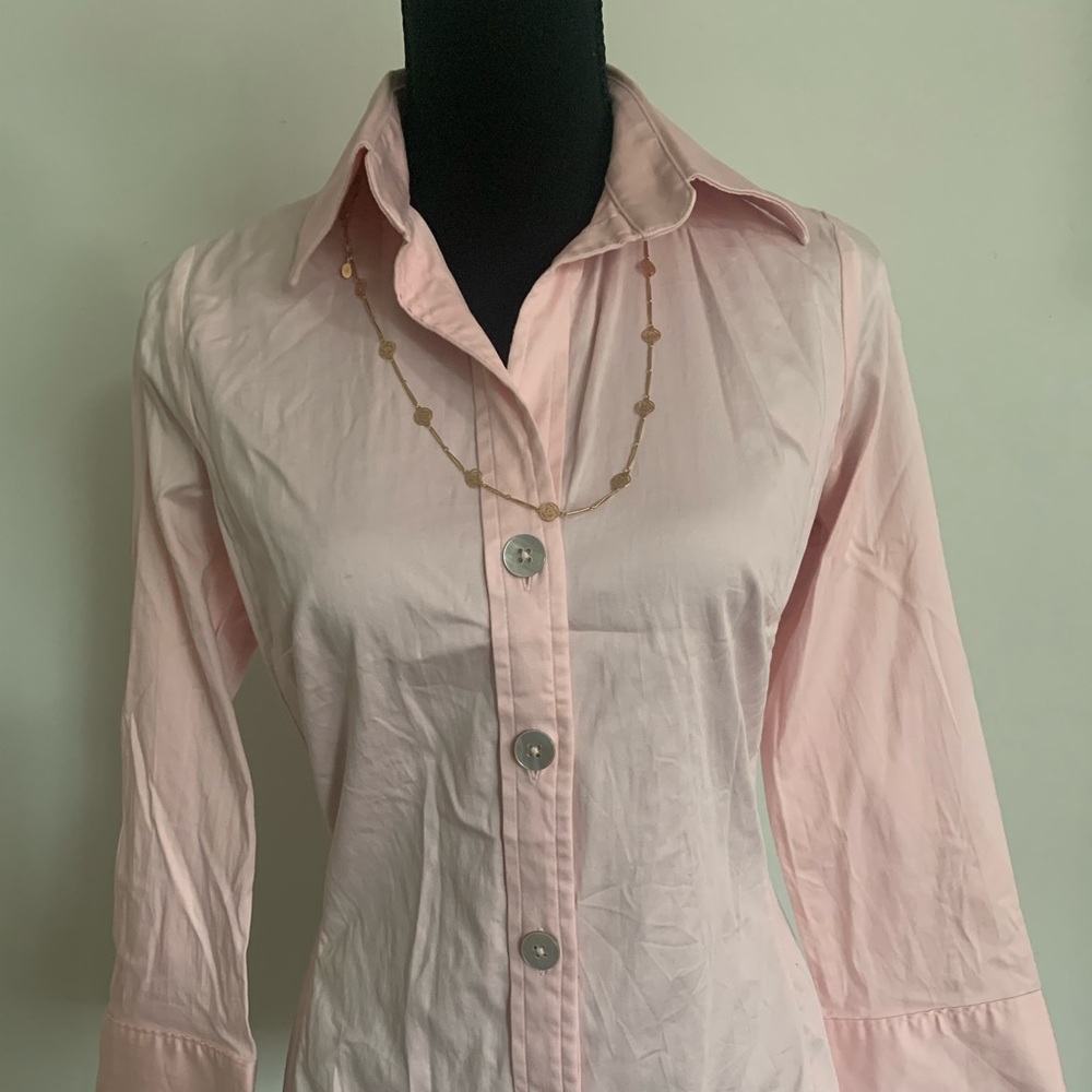 BANANA REPUBLIC pink 3/4 blouse size S good for office work four buttons front
